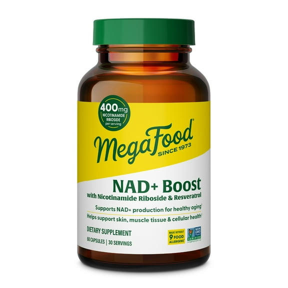 MegaFood NAD  Boost With Nicotinamide Riboside & Resveratrol, 60 Capsules, 30 Servings