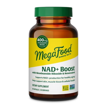 MegaFood NAD+ Boost With Nicotinamide Riboside & Resveratrol, 60 Capsules, 30 Servings