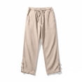 thumbnail image 4 of Trikvn Linen Capris Men Loose Fit Summer Casual Drawstring Elastic Waist Cropped Pants Breathable Beach Vacation Trousers with Pockets, 4 of 6