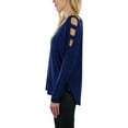 thumbnail image 3 of ToBeInStyle Women's Cutout Shoulders and V-Neck Long Sleeve Top, 3 of 7