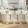 thumbnail image 2 of Hawsaiy Modern Velvet Bar Stools Set of 2, Adjustable Height Woven Back Bar Chairs with Footrest and Swivel for Kitchen Island & Dining Room, Beige, 2 of 7
