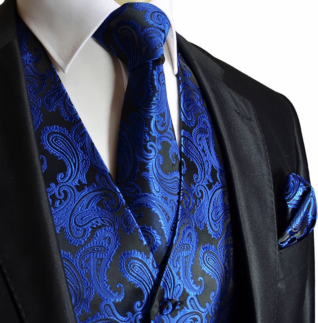 Buy Classic Royal Blue Paisley Mens Suit Vest Set Online in India ...