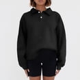 thumbnail image 2 of tarylea Womens Tops Oversized Sweatshirt Turn down Collar Long Lantern Sleeve Pullover Solid Color Loose Tunic Casual Workout Fall Tops, 2 of 8