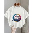 thumbnail image 1 of Girls' Soft 1st Grade Baseball Graphic Short Sleeve T-Shirt - Breathable Round Neck Tee for Spring Summer Casual Play & School Events, Medium Elasticity Fabric, Comfortable Pullover, 1 of 6