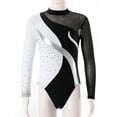 thumbnail image 3 of Doomiva Kids Girls Sparkly Rhinestone Long Sleeve Gymnastics Leotard Bodysuit Skating Jumpsuit Dancewear White&Silver 14, 3 of 7
