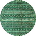 thumbnail image 1 of Ahgly Company Indoor Round Abstract Turquoise Blue Modern Area Rugs, 3' Round, 1 of 4