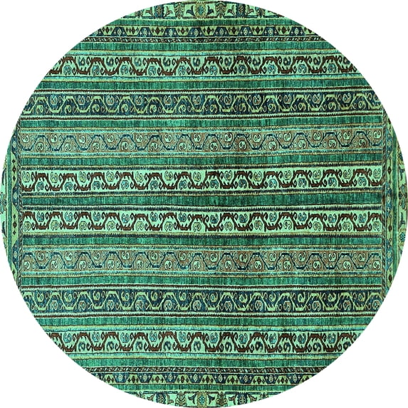 Ahgly Company Indoor Round Abstract Turquoise Blue Modern Area Rugs, 3' Round