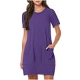 thumbnail image 4 of Summer Romper Dress for Women with Pockets,New Trendy 2026 Loose Fit Short Sleeve Ruched Sheath T-Shirt Dress, 4 of 7