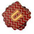 thumbnail image 2 of Letter U Chevron Garnet and Gold  Foam Coaster Set of 4, 2 of 3