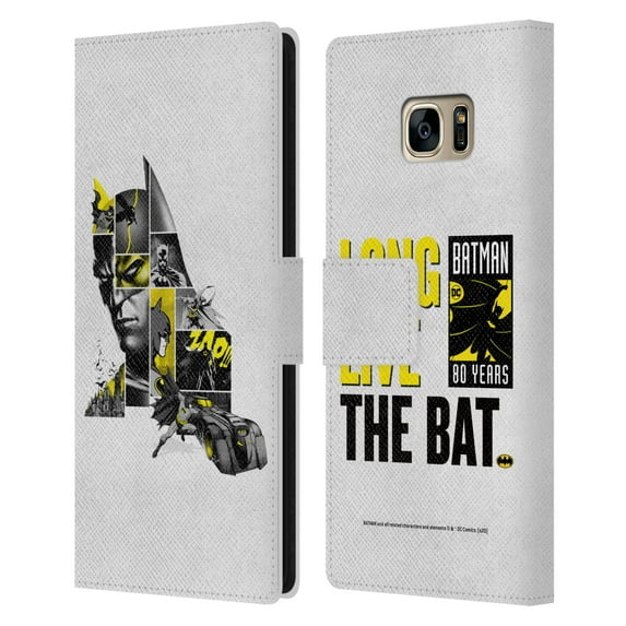 Head Case Designs Officially Licensed Batman DC Comics 80th Anniversary Collage Leather Book Wallet Case Cover Compatible with Samsung Galaxy S7 edge