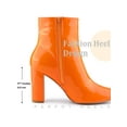 thumbnail image 4 of BLISSFUL STEP Women's Ankle Boots Faux Leather Chunky Heel Pointed Toe Side Zip Booties Orange 6, 4 of 6
