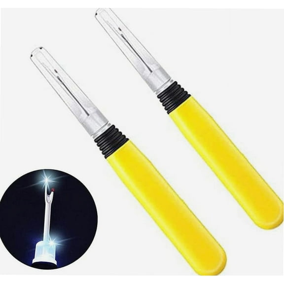 2 Pack Seam Ripper with Light, Seam Rippers for Sewing Quilting Set, Illuminating Ergonomic Stitch Removers Thread Removal Accessories Tool Kit (Including Batteries)