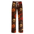 thumbnail image 3 of IYYVV Halloween Pajama Pants for Women Stretch Drawstring Lounge Pants Casual Pumpkin Ghost Printed Wide Leg Pjs Bottoms Orange L, 3 of 4