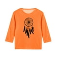 thumbnail image 4 of YUNAFFT T-shirts Décontractés Unisexes Imprimé Créatif de Festival Manches Trois-Quarts Col Rond Style Vacances Orange, 4 of 6
