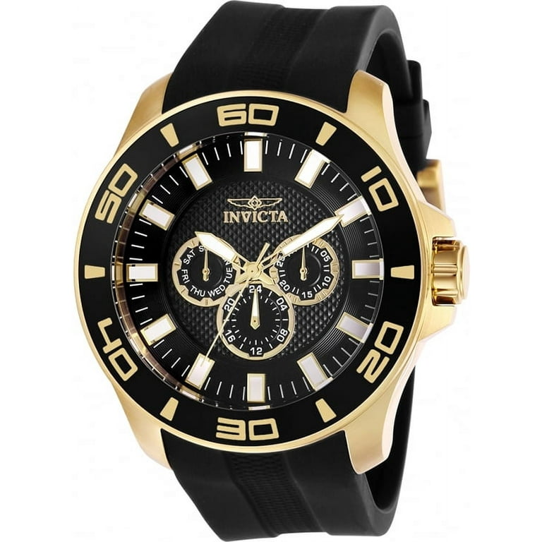 Invicta Pro Diver Men 50mm Stainless Steel Gold Black dial