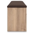 thumbnail image 5 of Signature Design by Ashley Prandefort Bedroom Storage Bench with Upholstered Seat, 2 Drawers, Tan Wood Finish and Brown Fabric Top, 5 of 9