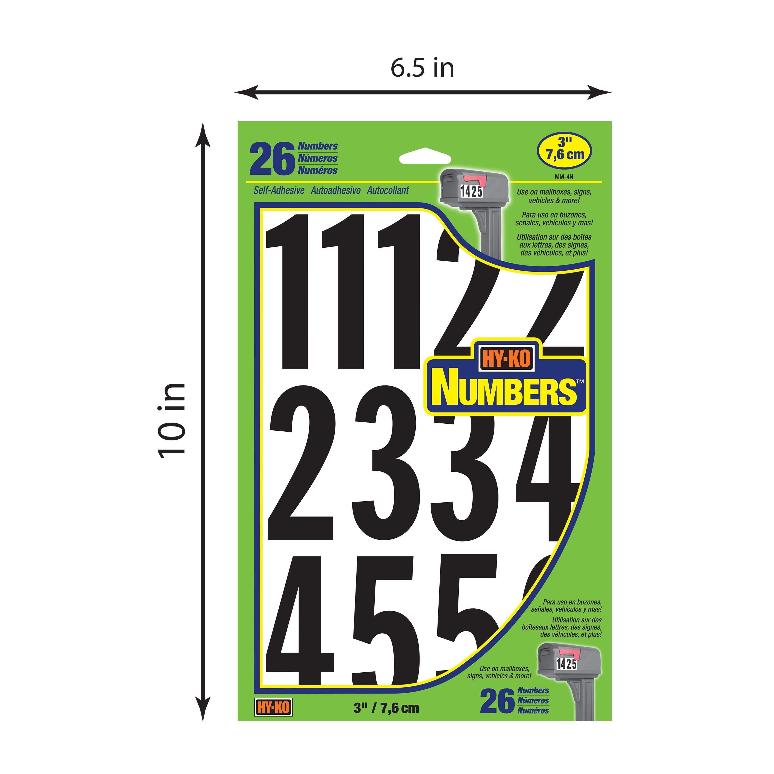 (2 pack) Hy-Ko 3 in Black and White Vinyl Number Set, Includes Complete 0-9 Twice, Self-Adhesive, 26 Pieces