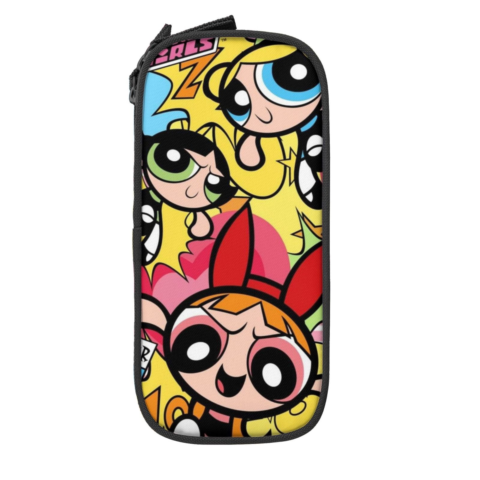 The Powerpuff Gi-rls Pencil Case Large Capacity Pencil Pouch Penbag Office Stationery Organizer Travel Makeup Bag Black