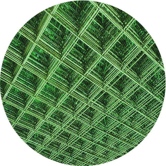 Ahgly Company Machine Washable Indoor Round Transitional Dark Forest Green Area Rugs, 6' Round