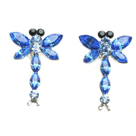 Gorgeous Clear Crystal Dragonfly Pierced Earrings 