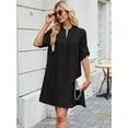 thumbnail image 5 of Deago Women's Short Sleeve V Neck Button Down Shirt Dresses Casual Loose Summer Dress Swimsuit Cover Up (Black, S), 5 of 8