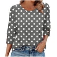 thumbnail image 2 of Ashirexll Womens Summer Tops, Short Sleeve Shirts for Women, Fashion Printed Round Neck Button 3/4 Sleeve Blouse, 2 of 7