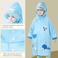 thumbnail image 2 of Blue Whale Chubasquero para niños y niñas, capa de lluvia, impermeable, impermeable, con capucha, impermeable, reutilizable, 5-6 años, 2 of 5