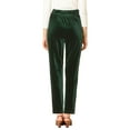 thumbnail image 3 of INSPIRE CHIC Women's Velvet Elegant High Waist Trousers with Pockets Work Ankle Pants M Deep Green, 3 of 6