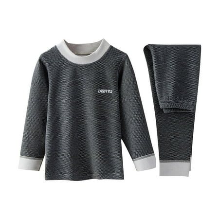 Meresysid Kids Boys Girls Thermal Underwear Set Fall Winter Warm Base Layer Long Johns 2 Piece Outfits Black