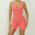 thumbnail image 2 of Mrat Women's One-Piece Jumpsuit Sleeveless Short Bodycon Rompers Back Crossing Yoga Workout Bodysuit Jumpsuits for Women Casual S-62 Orange S, 2 of 7