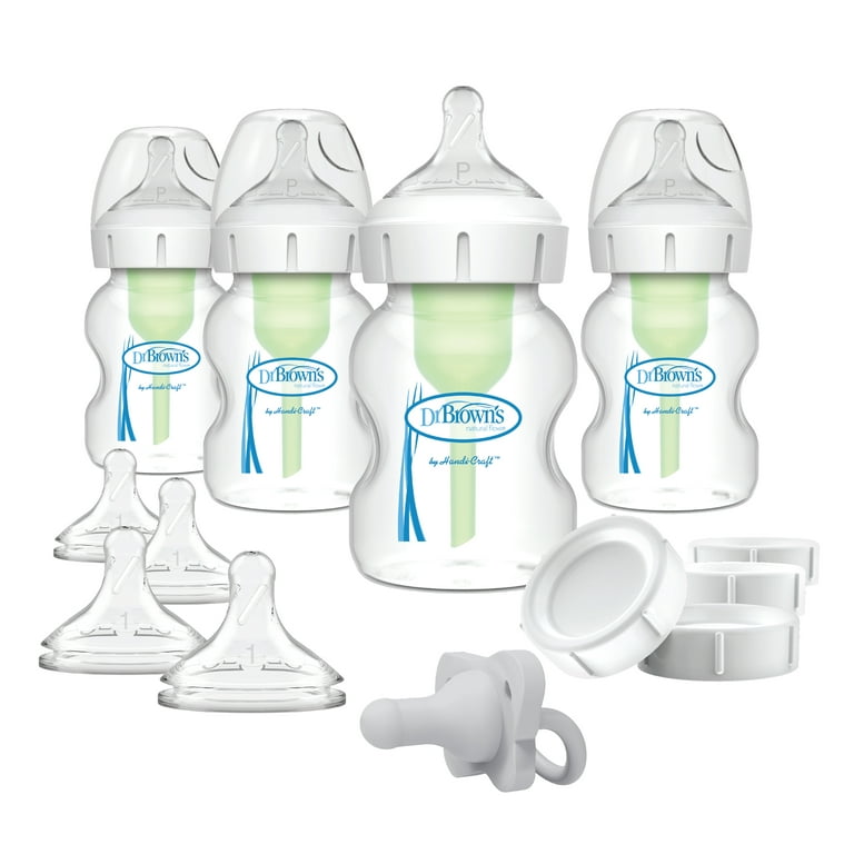 Dr. Brown's 100% Silicone One-Piece Breast Pump,Hands-Free Breast Milk  Collector with Anti-Colic Options+ Baby Bottle (4 oz/120 mL),Level 1