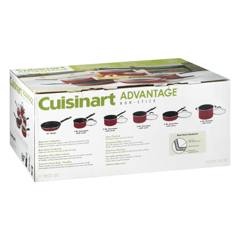Cuisinart Advantage 11-Piece Nonstick Hard Aluminum Cookware Set, Red