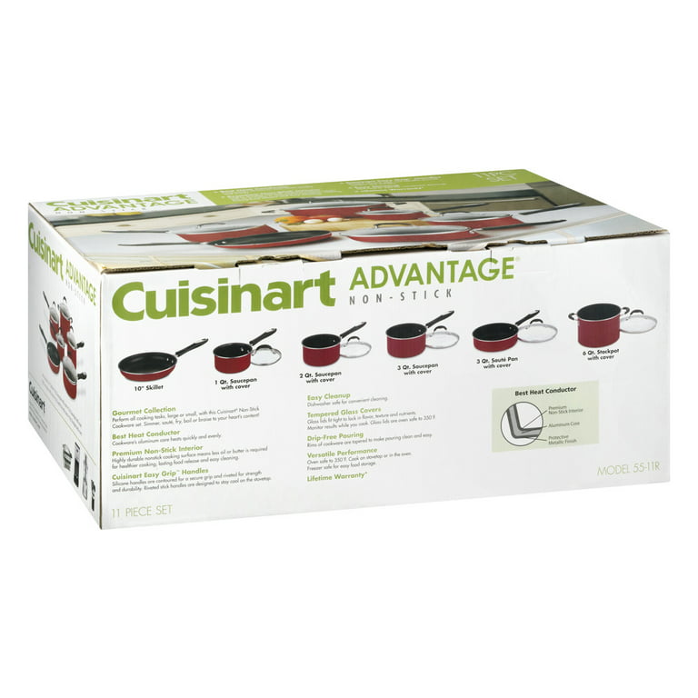 Cuisinart Advantage 11-Piece Nonstick Aluminum Cookware Set, Red