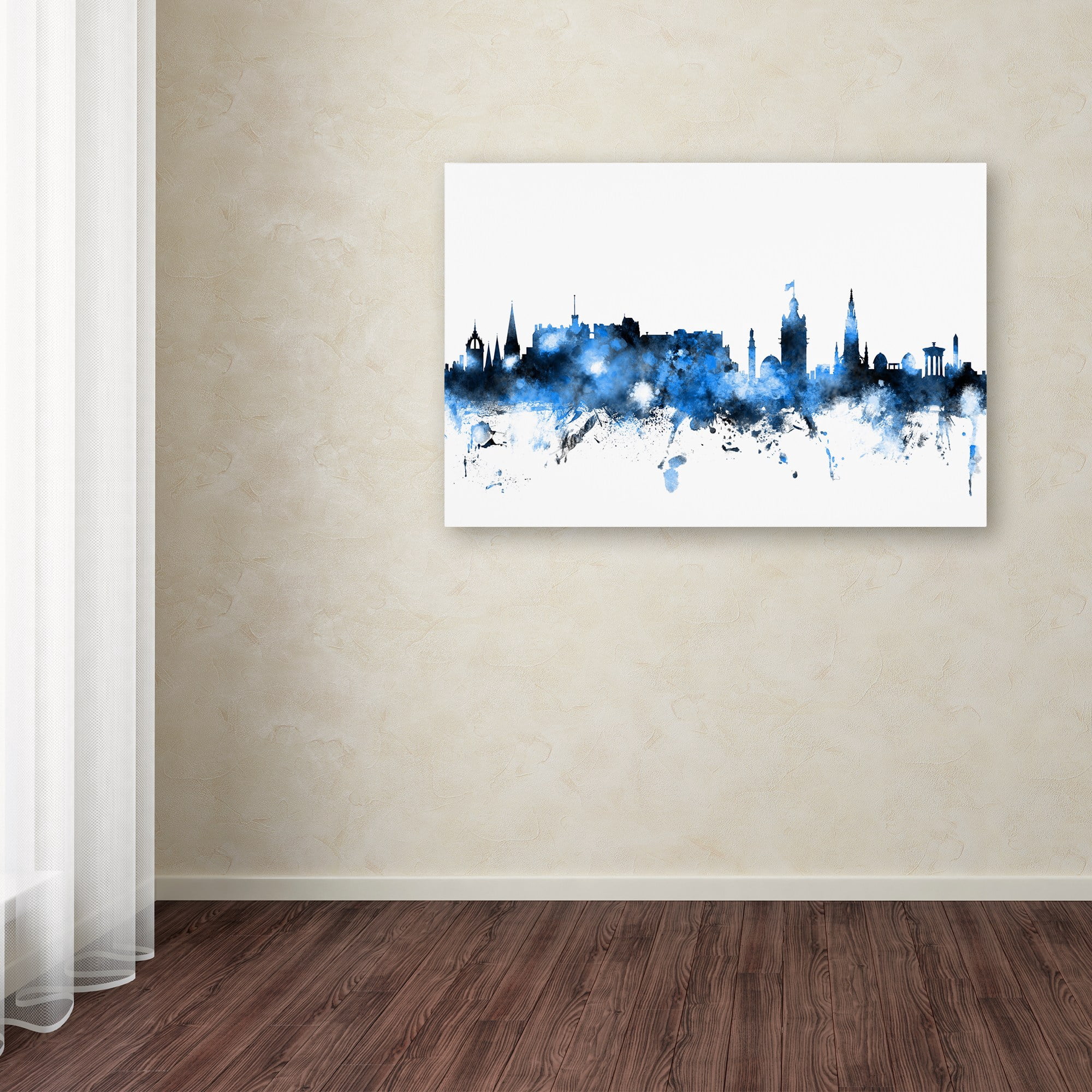 Trademark Fine Art "Edinburgh Skyline White" Canvas Art by Michael Tompsett