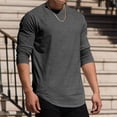thumbnail image 4 of PNTUTB Men's Crew Neck Casual Long Sleeve Pullover Solid Color Lightweight Loose Fit Sports Top, 4 of 5