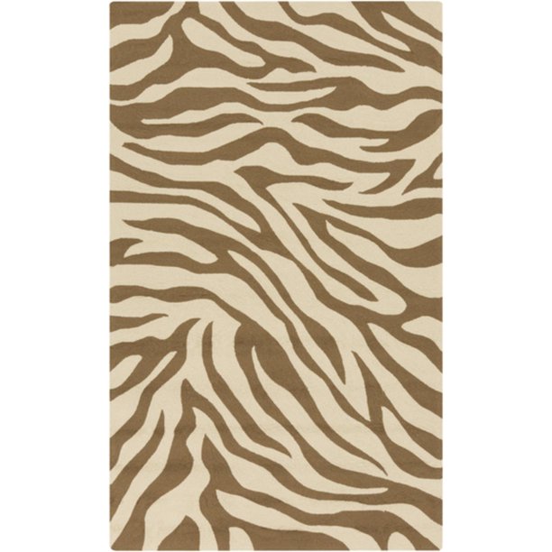 9' x 12' Exquisite Safari Sandy Brown and Taupe Zebra ...