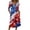 Red, variant on Women's 4th of July 250th Anniversary Artistic Pattern Dress 3/4 Sleeve Button Neck Midi Dress Loose Fit Casual Patriotic Independence Day USA Flag Soft Fabric Everyday Wear White XL
