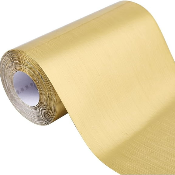 Peel and Stick Brushed Gold Wallpaper Border PVC Self-Adhesive Removable Contact Paper 32.8ft x 3.9inch Waterproof Mirror Frame Sticker for Bathroom Kitchen Table DIY Decoration Gold DIY