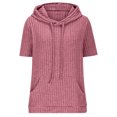 thumbnail image 4 of Camisas de Manga Larga de las Mujeres, Suelto Casual Color Sólido, Camisa de Manga Corta con Capucha con Bolsillos, 4 of 5
