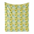 thumbnail image 1 of Sunflower Soft Flannel Fleece Throw Blanket, Energetic Botany Floral Spring Blossom Flower Drawing Pattern, Cozy Plush for Indoor and Outdoor Use, 50" x 60", Fern Green Earth Yellow, by Ambesonne, 1 of 6