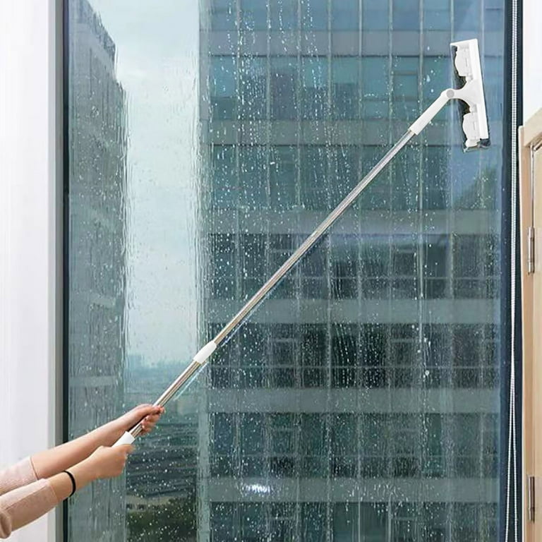 Extendable Squeegee Window Cleaner by SCRUBIT - Window Cleaning Tool with  Microfiber Scrubber & Spray Head - 58 Long Extension Pole for High Windows