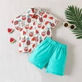 thumbnail image 2 of Utoimkio Toddler Baby Boys Summer Clothes Short Sleeve Button Down Shirt Tops+Short Pants Two Piece Summer Outfit Set for Boys 1-5 Years, 2 of 9