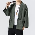 thumbnail image 5 of Casual Jackets for Men 2025 Japanese Lightweight Loose Linen Cardigan Jacket with Pockets Outerwear Coat, 5 of 7