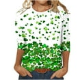 thumbnail image 2 of WREESH Womens St. Patrick's Day Shirt Fashion 3/4 Sleeves Blouses Shamrocks Printed Graphic Tees Crewneck T-Shirt Casual Loose Pullover Tops Green, 2 of 3