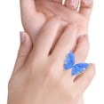 thumbnail image 5 of Butterfly Petite Dainty Thumb Ring Lab Created Blue Opal Ring 925 Sterling Silver size 7, 5 of 5