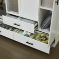 thumbnail image 3 of Wooden Armoire Wardrobe Closet with 4 Doors, 71" High Bedroom Wardrobe Closet with Mirror 3 Closet Drawers, Tall Cabinet Closet Wardrobe for Bedroom with Hanging Rod, Armoires and Wardrobes,White, 3 of 8