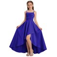 thumbnail image 3 of AHTJRT Bridesmaid Dresses for Girls Ruffle Slit Satin Silk Flower Dress Sleeveless Spaghetti Straps Party Maxi Dresses Blue 16-17 Years, 3 of 7