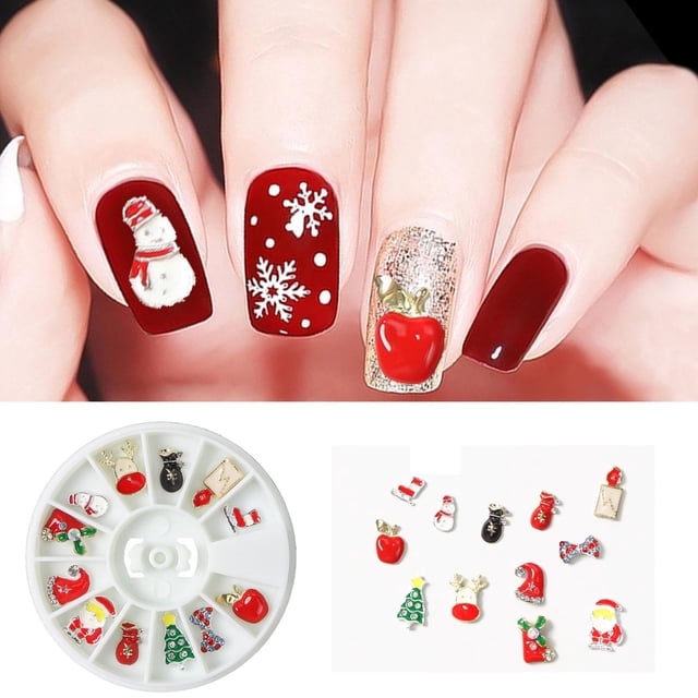 Fiudx Decoración de Uñas de Muñeco de Nieve, Adornos Festivos de Aleación, Brocas de Uñas de Fácil Aplicación, Hermoso Diseño 3D, Decoración Del Hogar, Accesorios para Teléfono Celular, Regalo, Perfe
