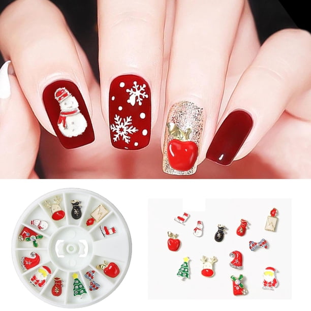 Fiudx Decoración de Uñas de Muñeco de Nieve, Adornos Festivos de Aleación, Brocas de Uñas de Fácil Aplicación, Hermoso Diseño 3D, Decoración Del Hogar, Accesorios para Teléfono Celular, Regalo, Perfe