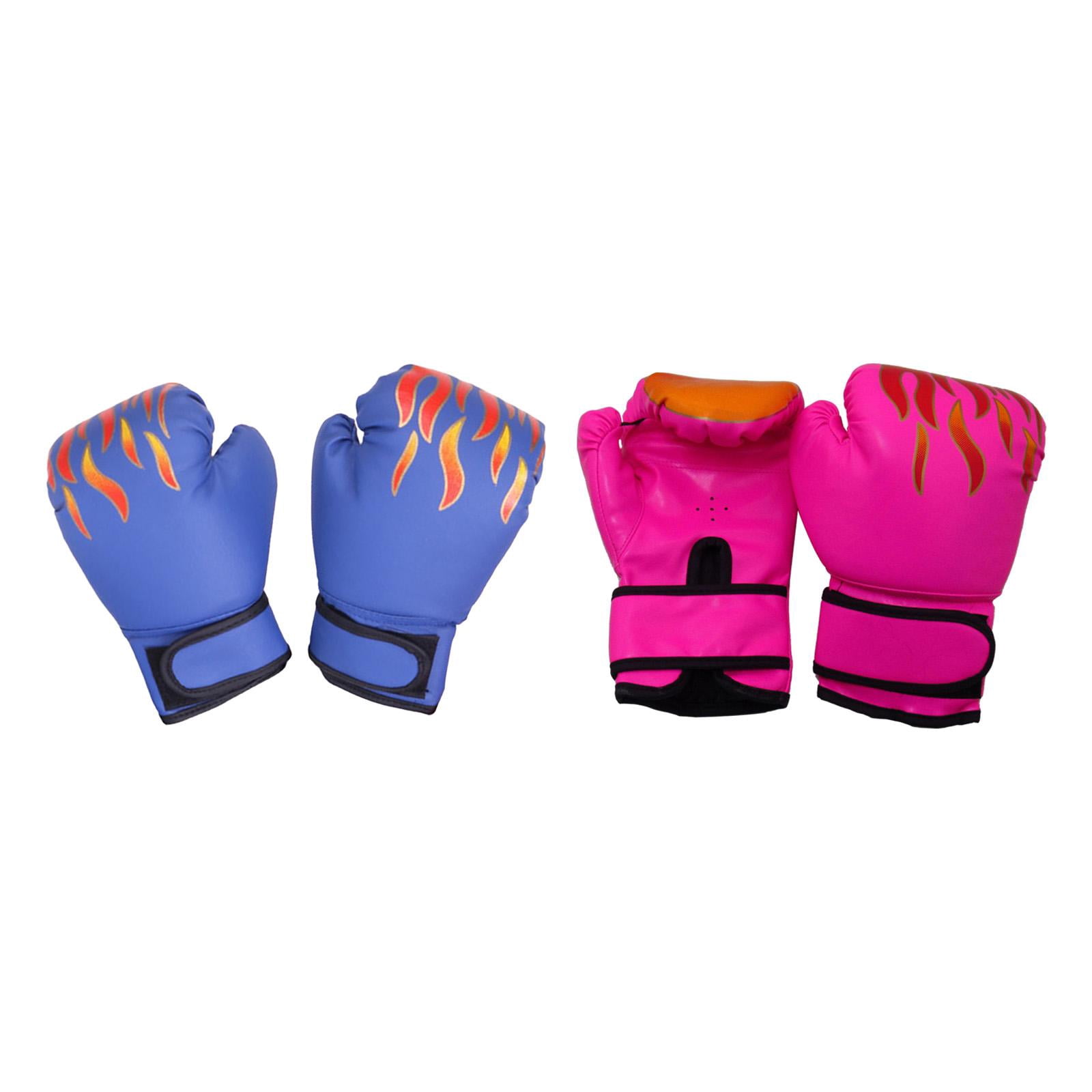 harayaa 2 Pair of Kids Boxing Gloves Punching Gloves Birthday Gift PU Leather Breathable Pink and Blue